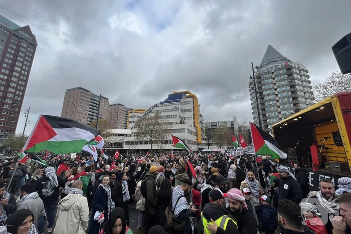 Grote opkomst pro Palestina demonstratie