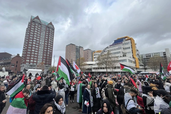 Grote opkomst pro Palestina demonstratie