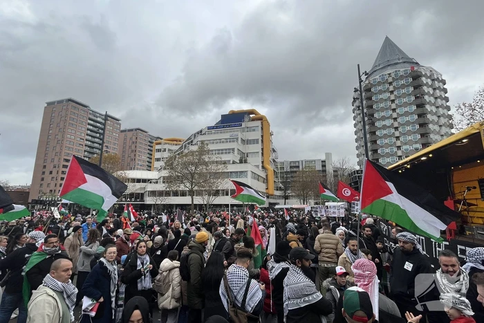 Grote opkomst pro Palestina demonstratie