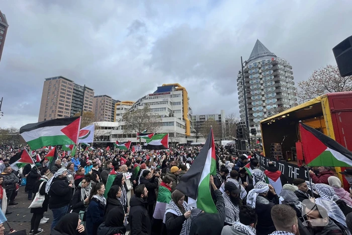 Grote opkomst pro Palestina demonstratie