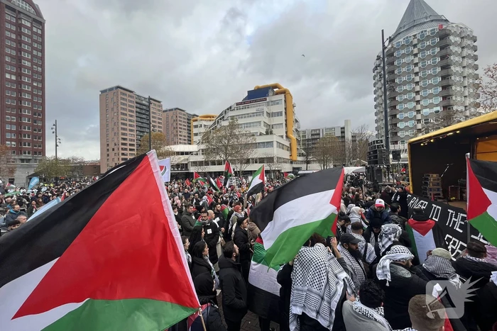 Grote opkomst pro Palestina demonstratie