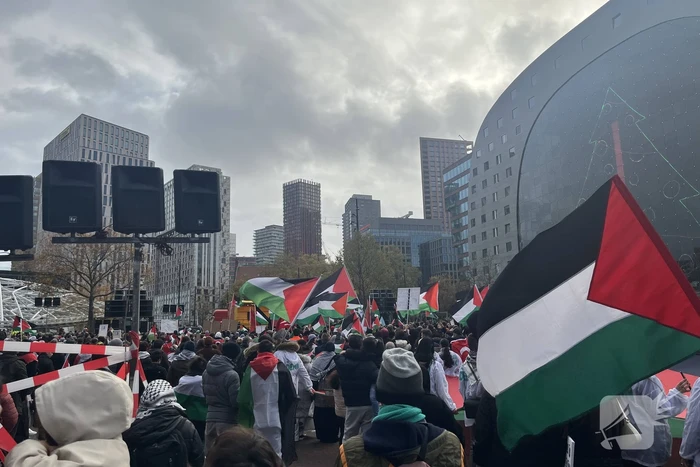 Grote opkomst pro Palestina demonstratie