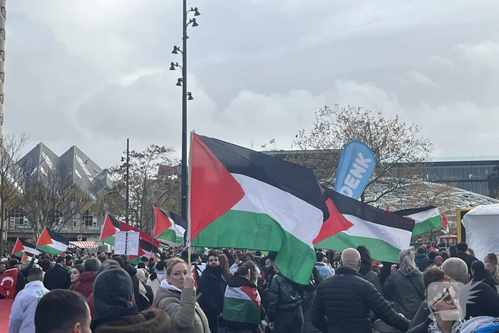 Grote opkomst pro Palestina demonstratie