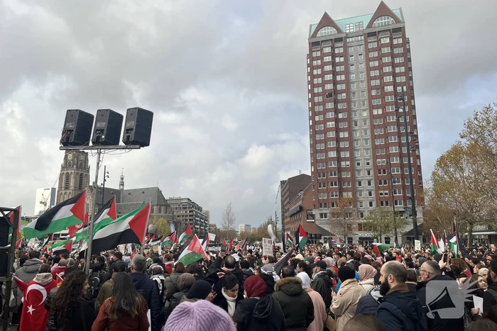 Grote opkomst pro Palestina demonstratie