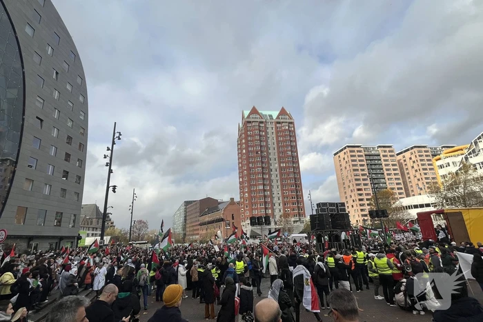 Grote opkomst pro Palestina demonstratie