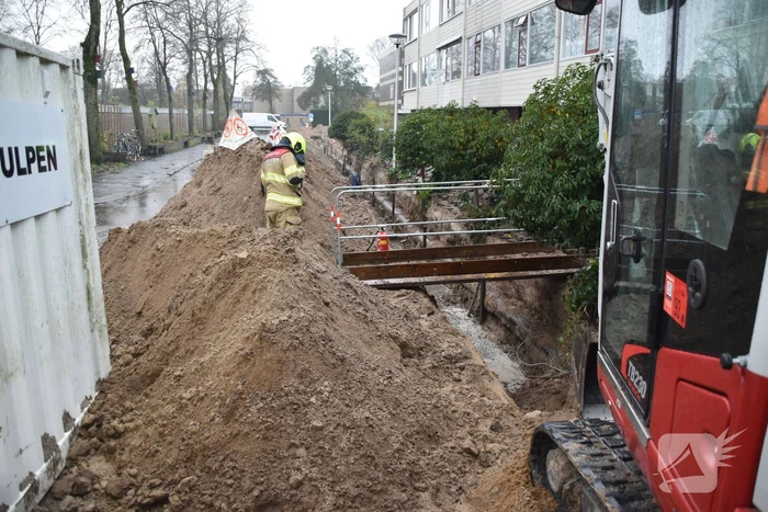 Gasleiding geraakt bij graafwerkzaamheden