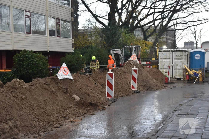 Gasleiding geraakt bij graafwerkzaamheden