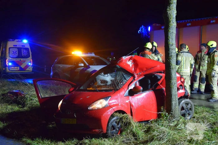Persoon zwaargewond bij botsing tegen boom