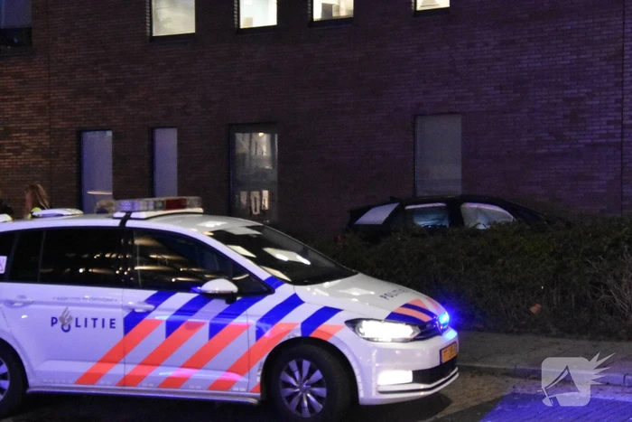 Automobilist eindigt tegen bedrijfspand