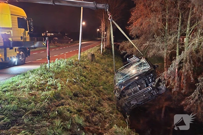 Bestuurder van bestelbus belandt in sloot