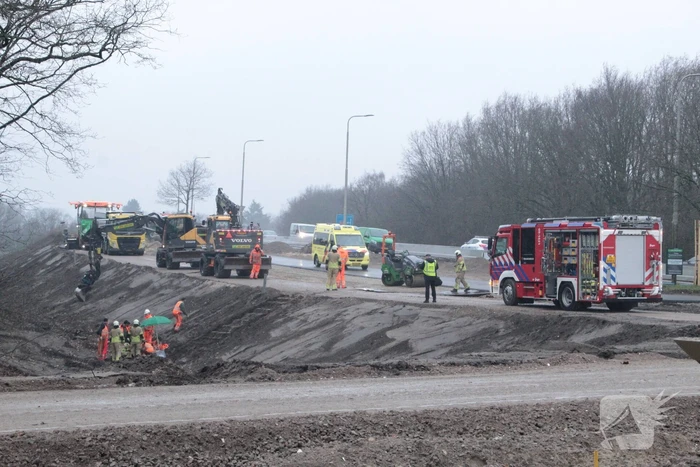 Persoon gevallen bij wegwerkzaamheden