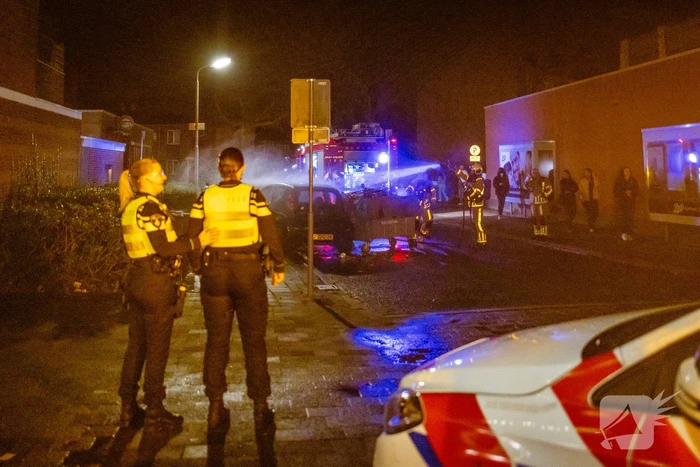 Auto en afvalbak in brand gestoken