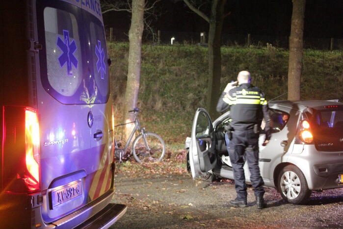 Auto raakt boom na uit de bocht vliegen