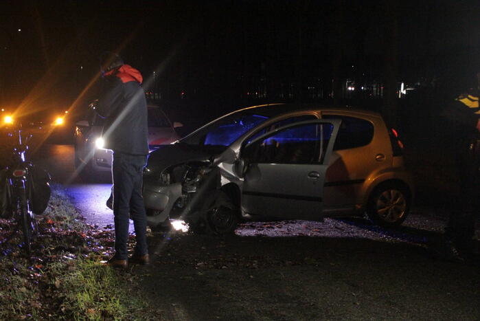Auto raakt boom na uit de bocht vliegen