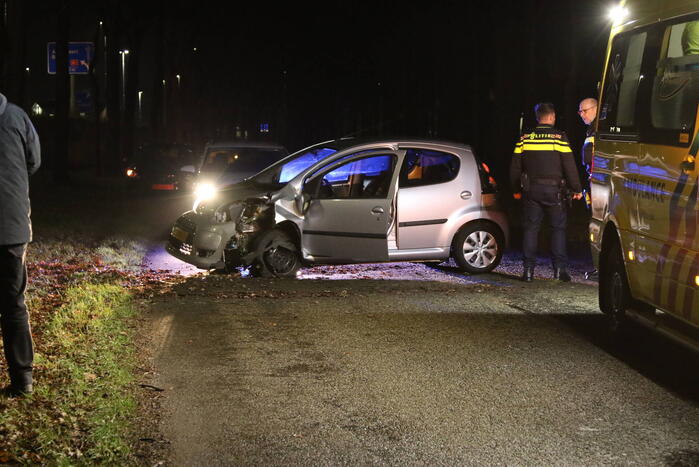 Auto raakt boom na uit de bocht vliegen
