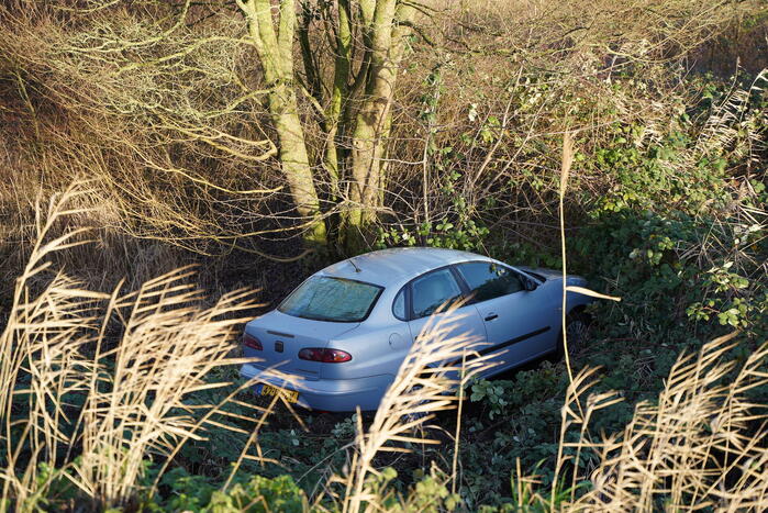 Twee man met auto de sloot in