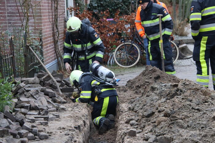 Gasleiding geraakt bij werkzaamheden