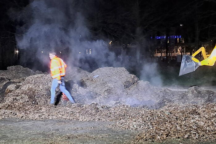 Brand in berg met bladeren