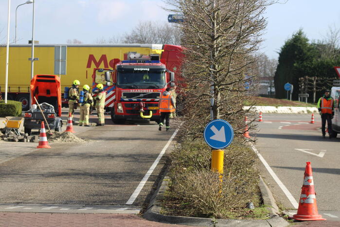 Gasleiding geraakt bij graafwerkzaamheden