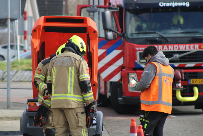Gasleiding geraakt bij graafwerkzaamheden