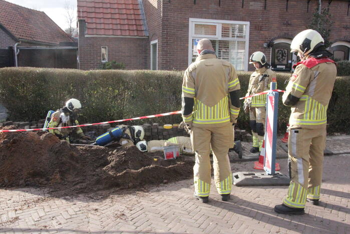Gasleiding geraakt bij werkzaamheden