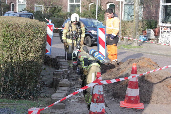 Gasleiding geraakt bij werkzaamheden