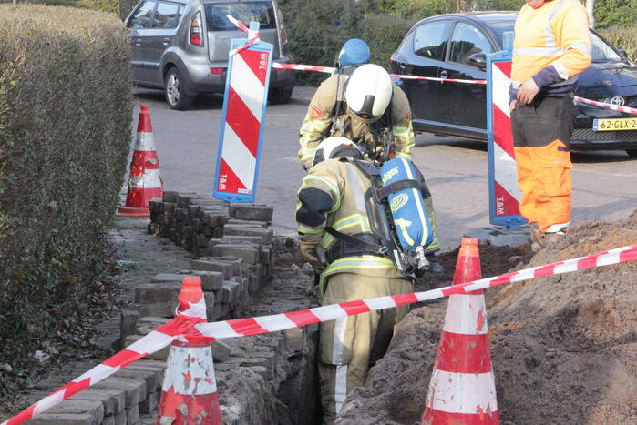 Gasleiding geraakt bij werkzaamheden