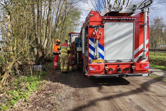 Brandweer zaagt deels omgewaaide boom om