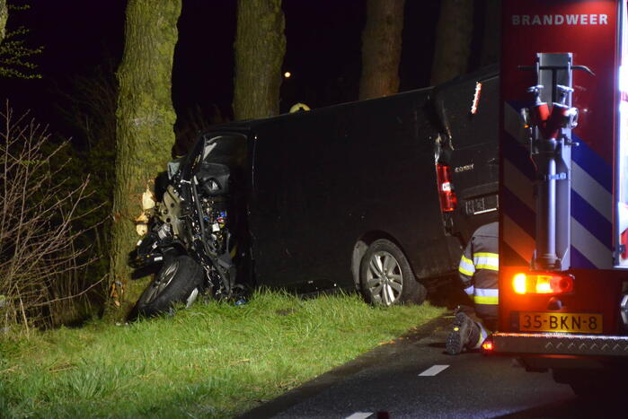 Bestuurder van bestelbus eindigt tegen boom