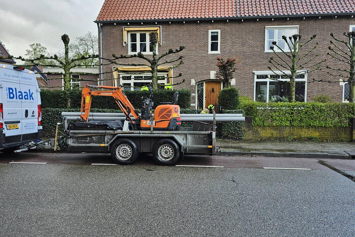 Gasleiding geraakt tijdens werkzaamheden aan het riool