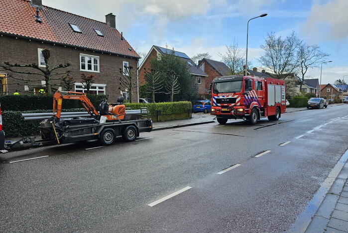 Gasleiding geraakt tijdens werkzaamheden aan het riool