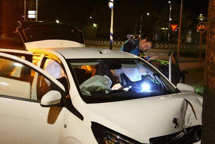 Automobilist eindigt tegen boom