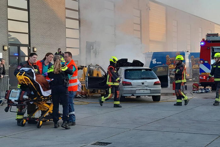 Hulpverleners oefenen aanrijding met heftruck