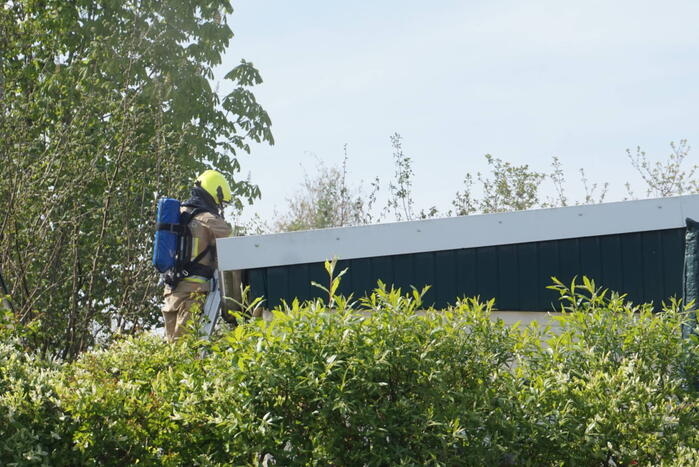 Stacaravan in brand op camping