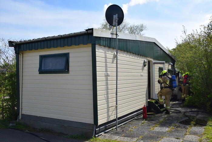 Stacaravan in brand op camping