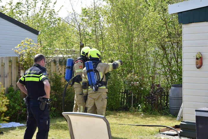 Stacaravan in brand op camping