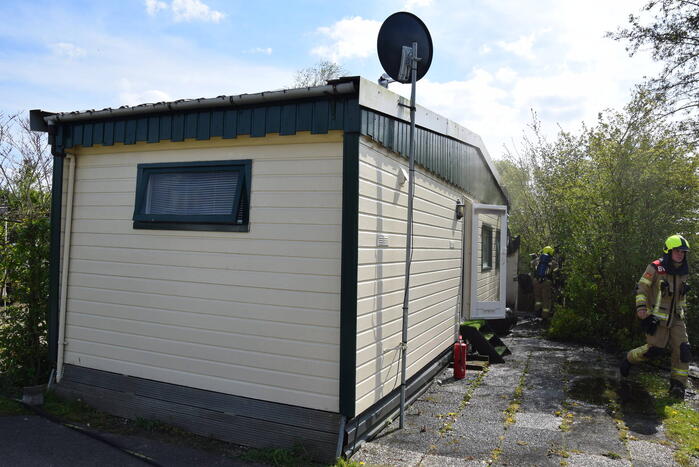 Stacaravan in brand op camping