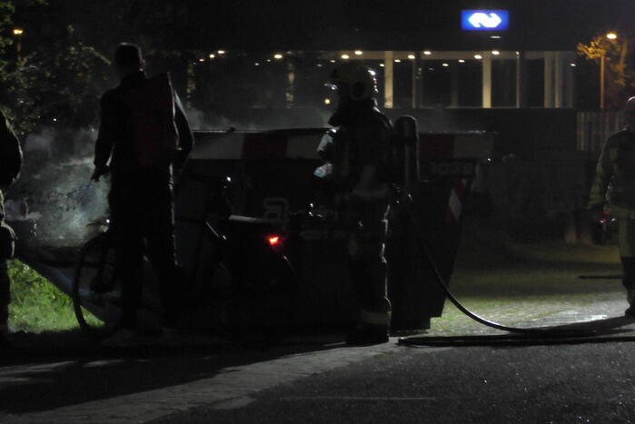 Brand in bouwcontainer