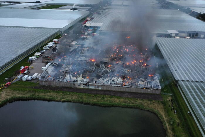 Grote rookwolken bij zeer grote industriebrand