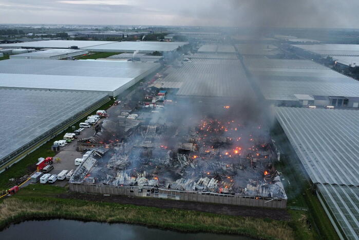 Grote rookwolken bij zeer grote industriebrand