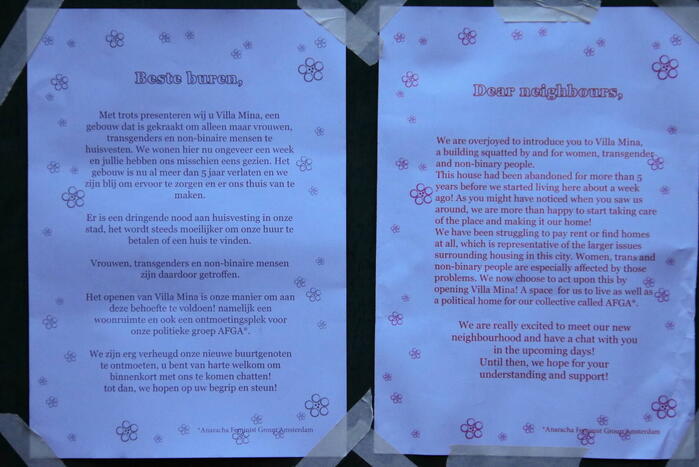 Anaracha Feminist Group Amsterdam kraken woning in centrum