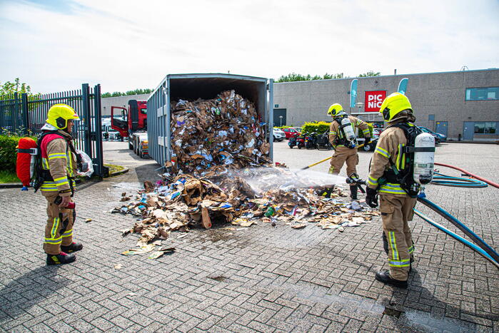 Brand in perscontainer met papier