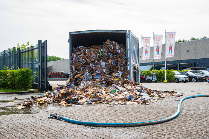 Brand in perscontainer met papier