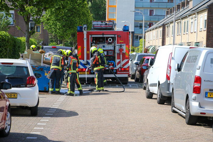 Brand in bouwcontainer snel geblust