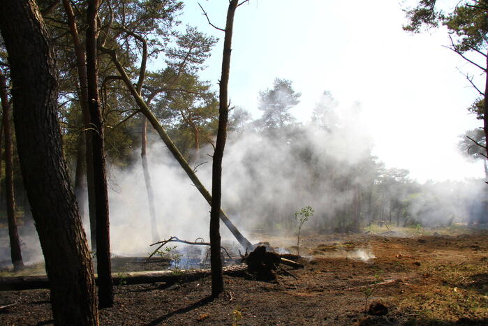 Wederom natuurbrand, brandweer rijdt zich vast