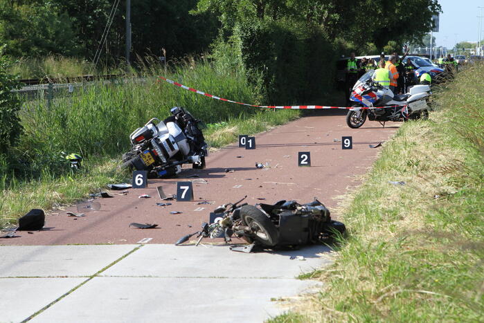 Motoragent betrokken geraakt bij een ongeluk