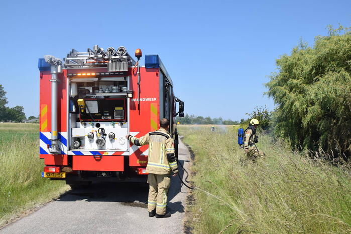 Brand in weiland berm en schuur