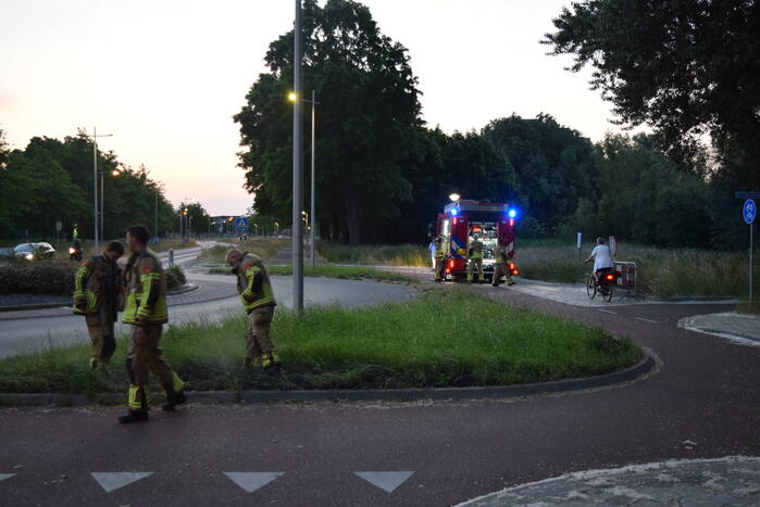 Bermbrand recht tegenover brandweerkazerne