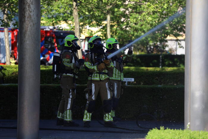Bloembak gaat in vlammen op