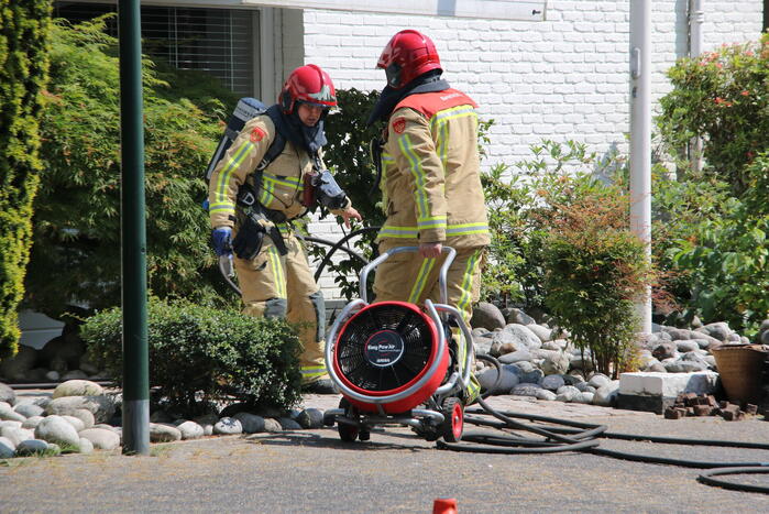 Rieten mand vat vlam in sauna
